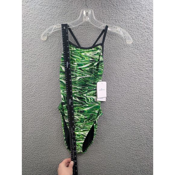 NWT Dolfin Reliance Women's sz 30 Jet Stream Green V-Back One Piece Swimsuit - Picture 3 of 8